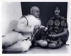 A press photo of Doctor Who producer, Verity Lambert, with one of the Daleks' allies, Malpha