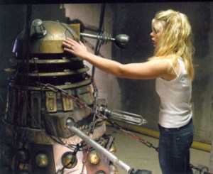 Rose Tyler comforts a Dalek in the 2005 episode Dalek, thereby transferring some of her DNA to it