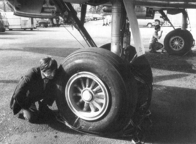 The Doctor and Jamie beside a "flying beastie" in The Faceless Ones