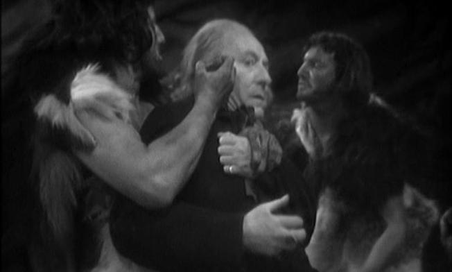 The Doctor is at the mercy of cavemen in An Unearthly Child