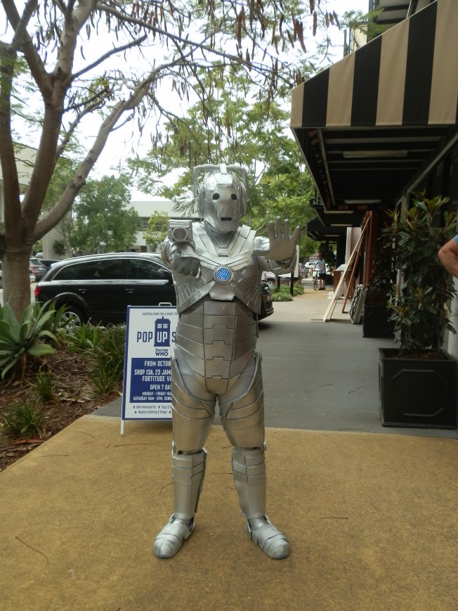 A Cyberman outside of the Brisbane Pop Up Shop on 8 October 2013