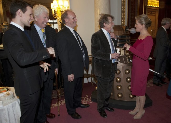 Four Doctors meet the Countess of Wessex - Matt Smith, Tom Baker, Peter Davison and John Hurt